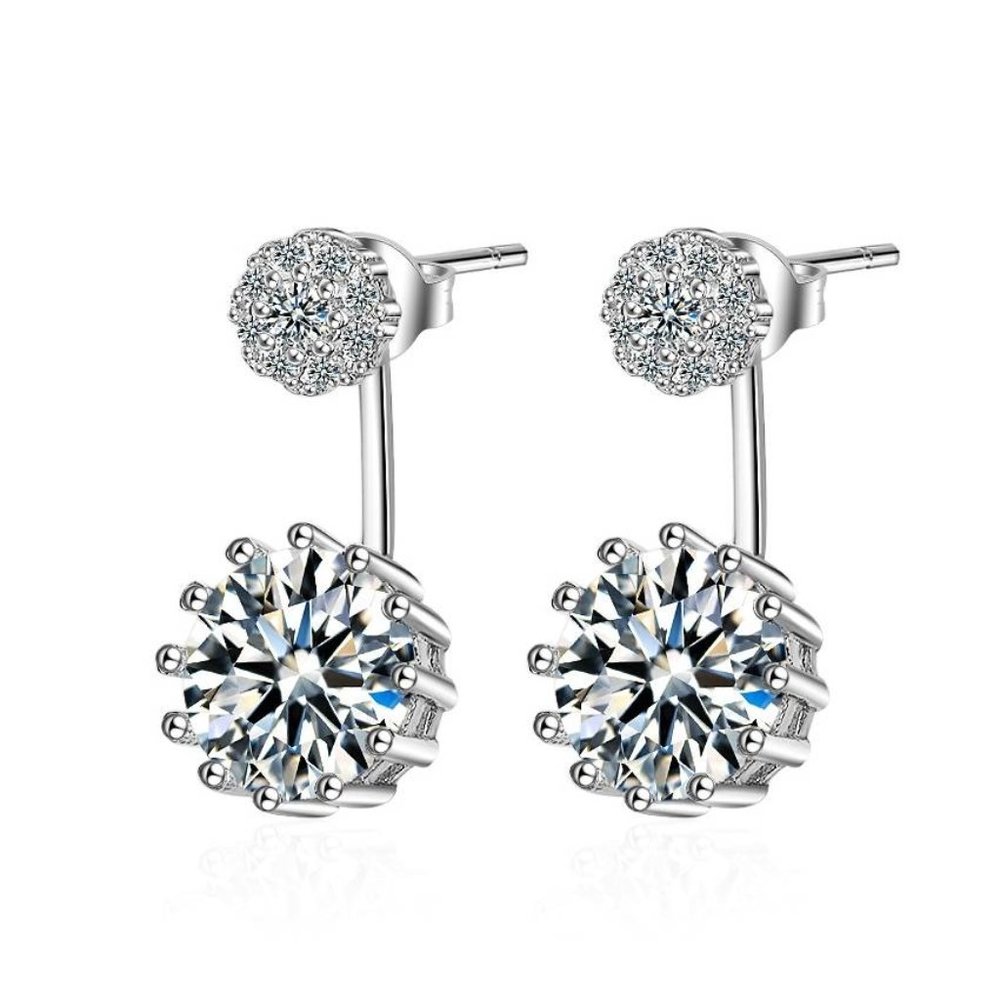 SILVER PLATED CUBIC ZIRCONIA EARRINGS